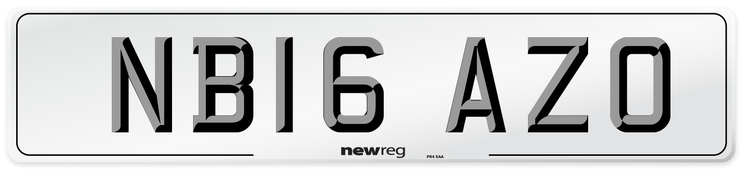 NB16 AZO Number Plate from New Reg